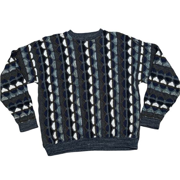 Vintage 90s Protege Collection Mens Textured Multi Print Biggie Sweater Size XL - Picture 1 of 7